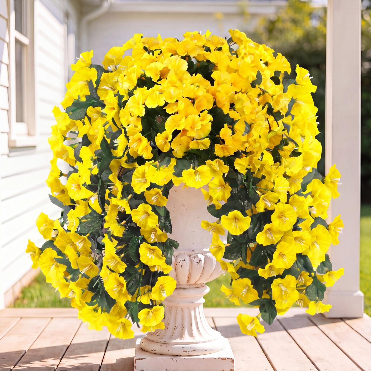 Sggvecsy Morning Glory hanging flowers in yellow brighten outdoor patio decor