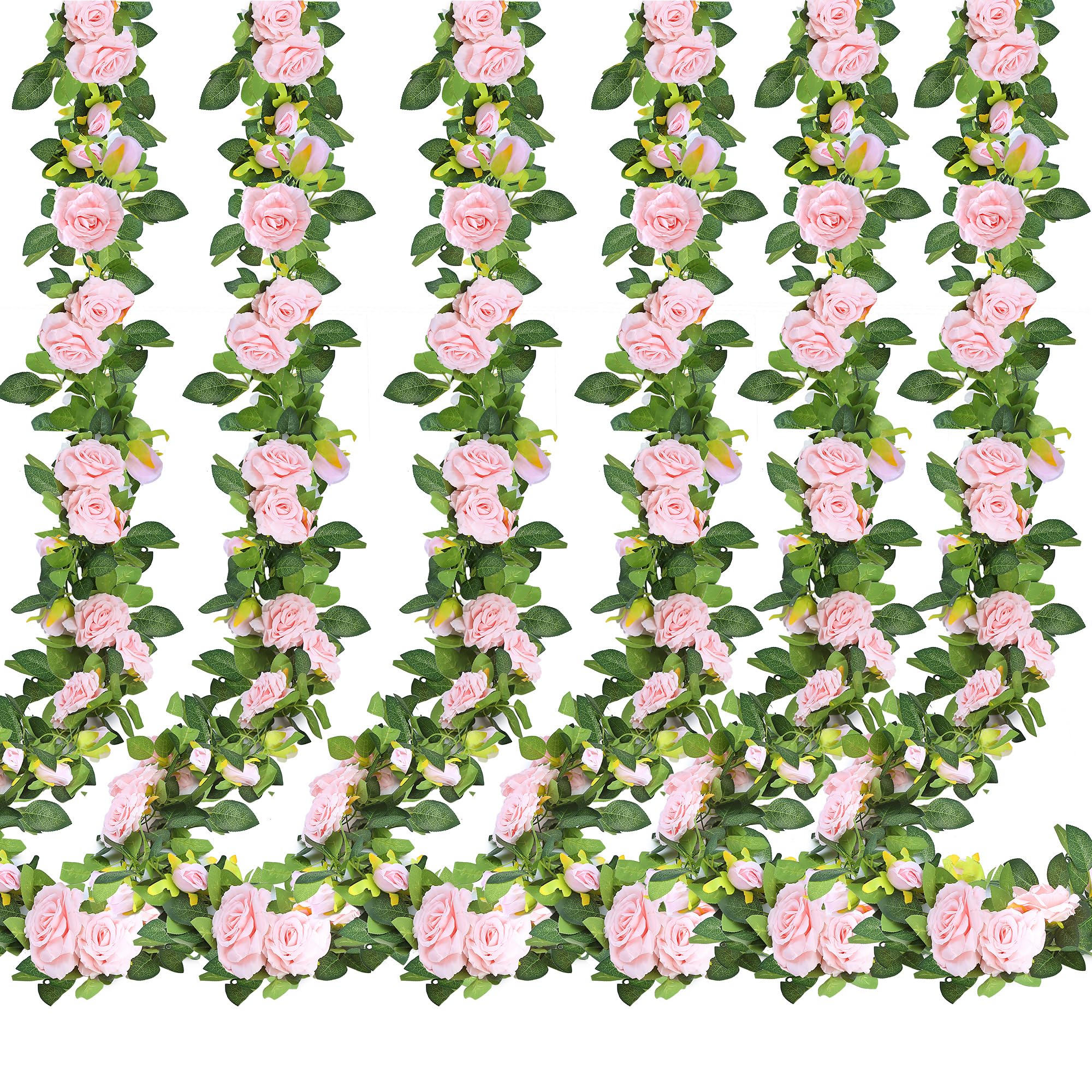 Sggvecsy pink rose vine garland six-piece set for versatile décor