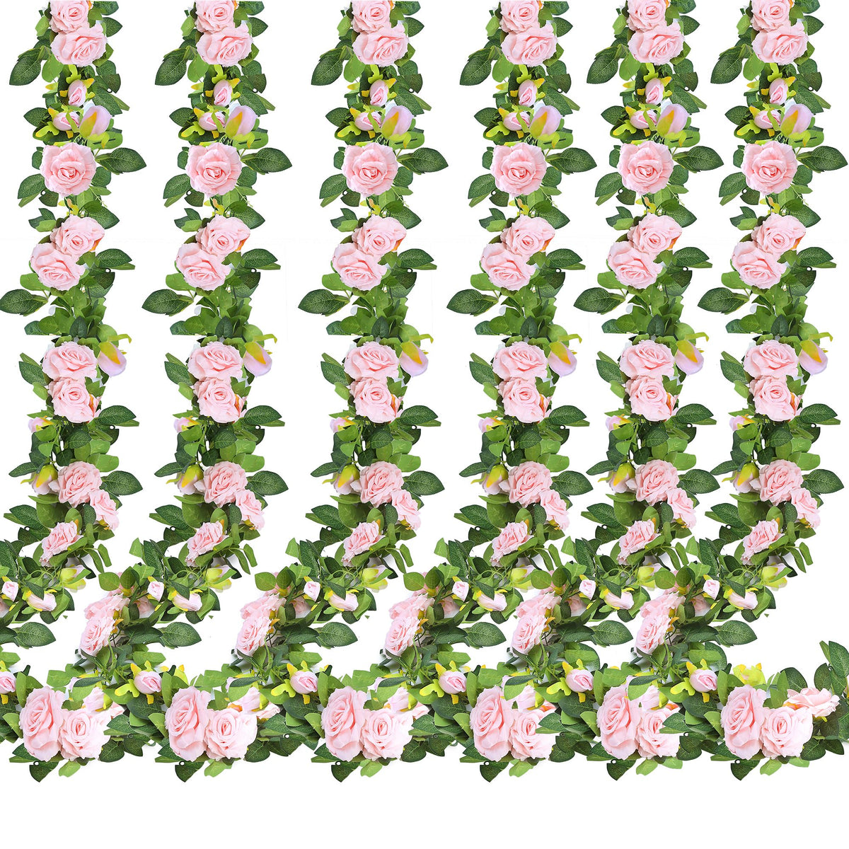 Sggvecsy pink rose vine garland six-piece set for versatile décor