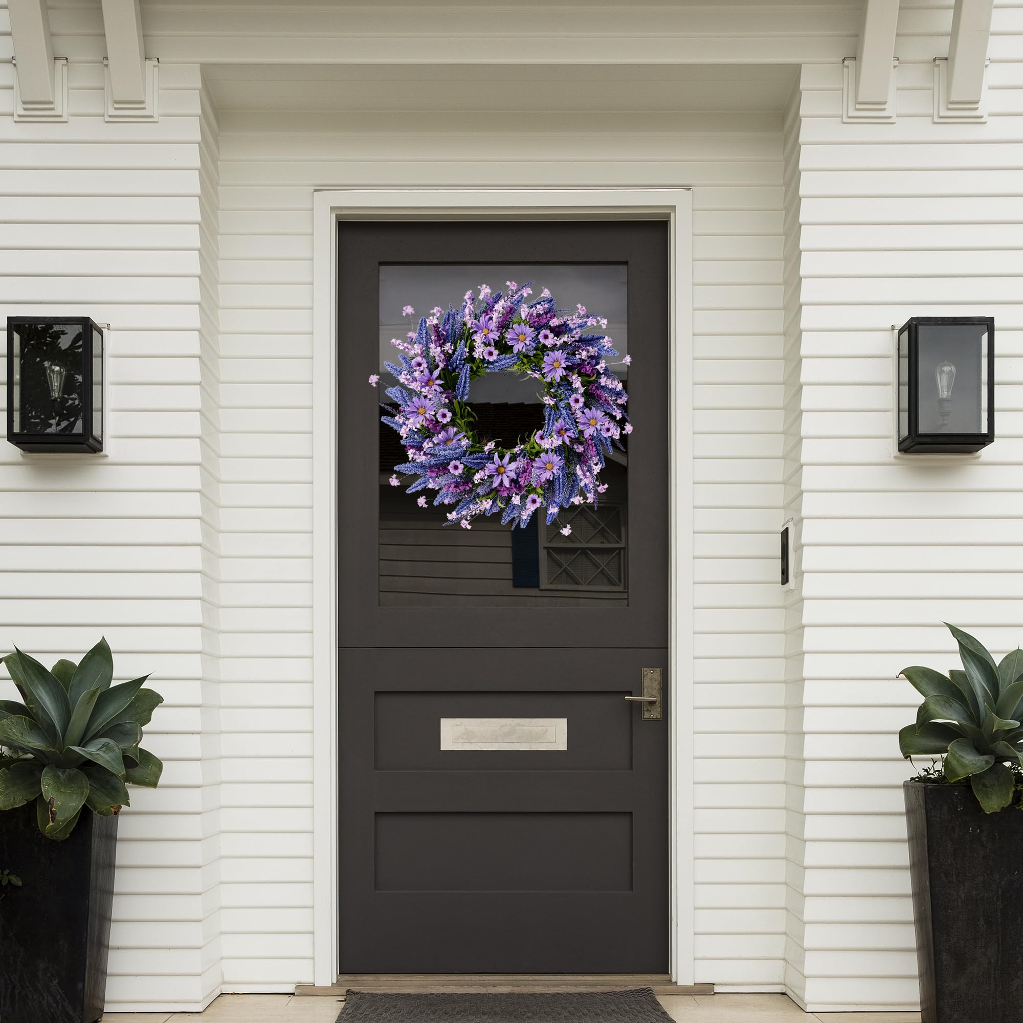 Sggvecsy 22-inch wreath with lavender and greenery for indoor decor.
