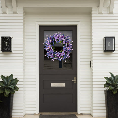 Sggvecsy 22-inch wreath with lavender and greenery for indoor decor.