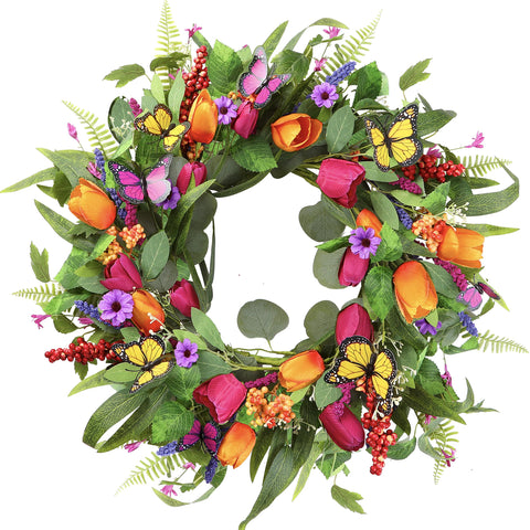 Sggvecsy 22-inch tulip wreath for a welcoming front door