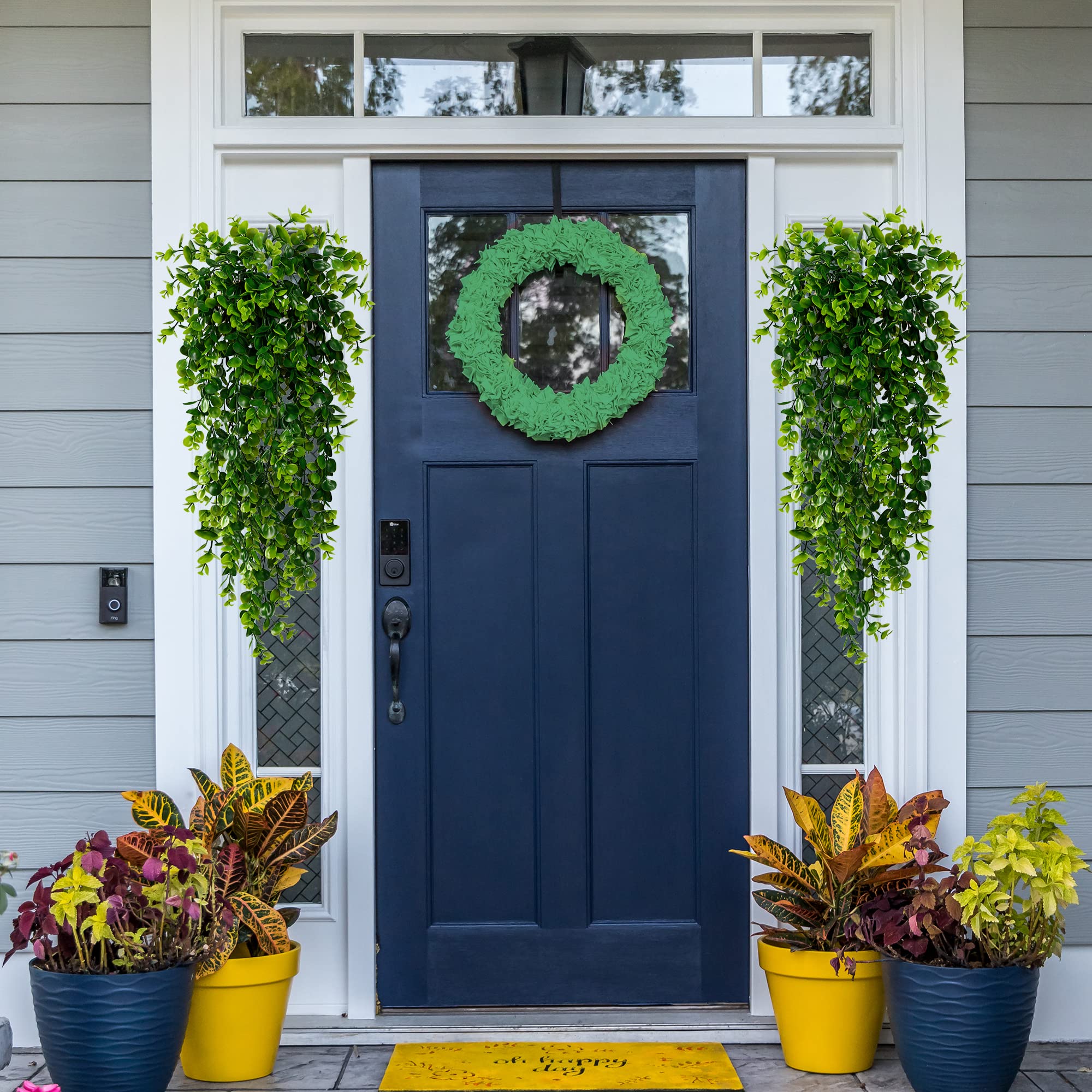Sggvecsy UV resistant hanging greenery for durable outdoor porches.