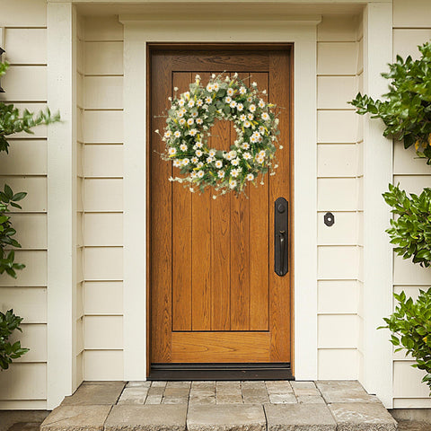 Sggvecsy White Daisy Wreath as wall decor brightens indoor spaces