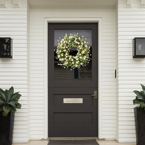 Sggvecsy White Daisy Wreath for window display bringing nature indoors