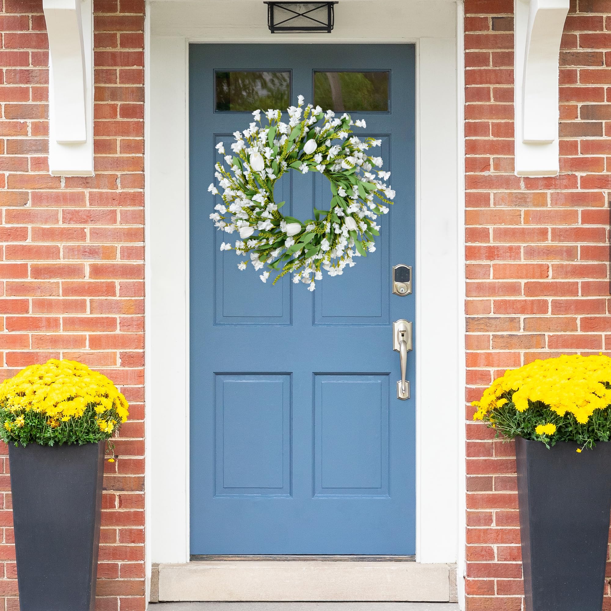 Sggvecsy white tulips detail enhances entryway with lifelike petals