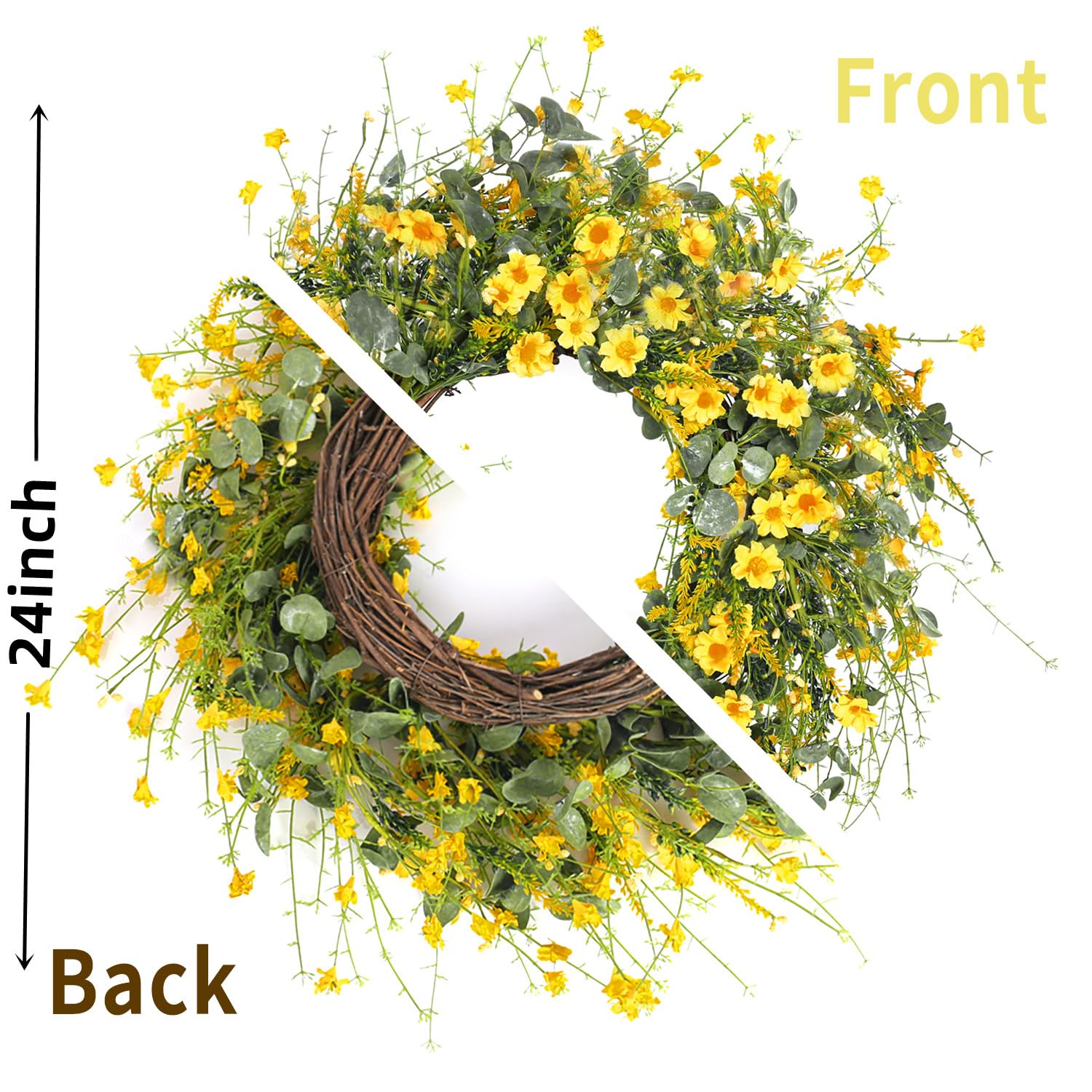 Sggvecsy Yellow Daisy Wreath suits farmhouse decor for year-round charm