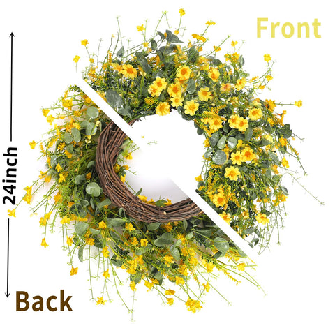 Sggvecsy Yellow Daisy Wreath suits farmhouse decor for year-round charm