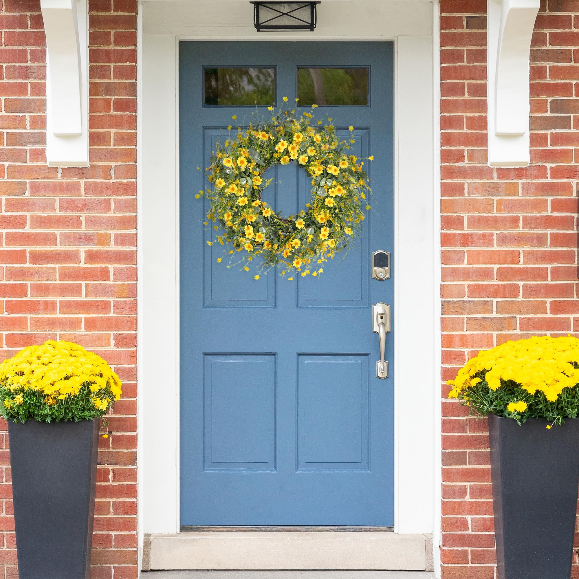 Sggvecsy Yellow Daisy Wreath ideal for weddings with lavender accents
