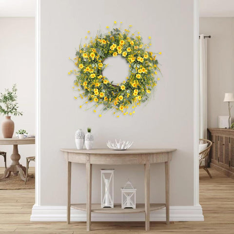 Sggvecsy Yellow Daisy Wreath brightens windows with floral accents