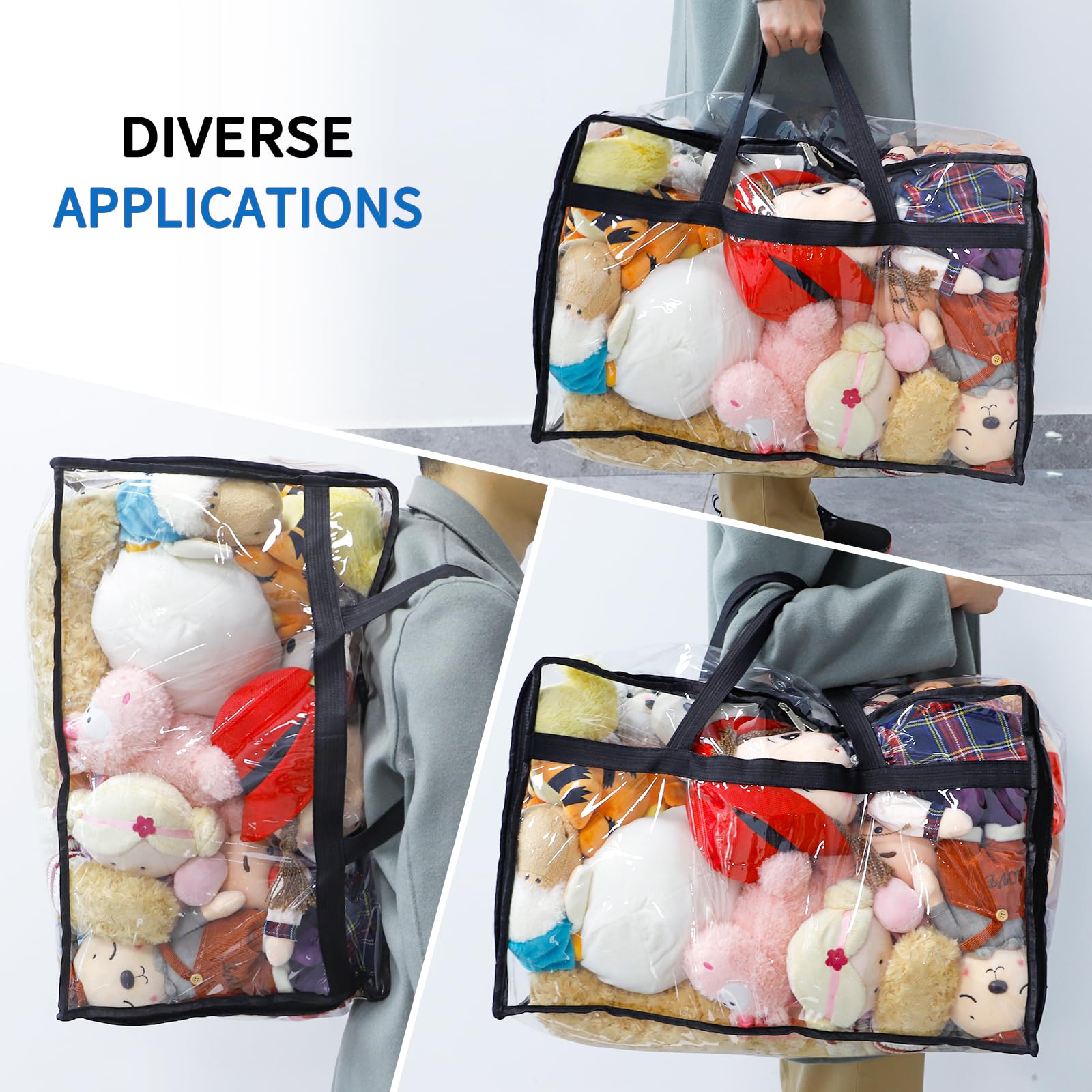 SGHUO 60L bags offer clear closet storage with quick content checks.