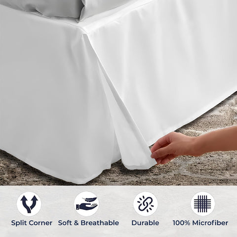 SGI Bedding bed skirt with split corners drapes neatly around posts