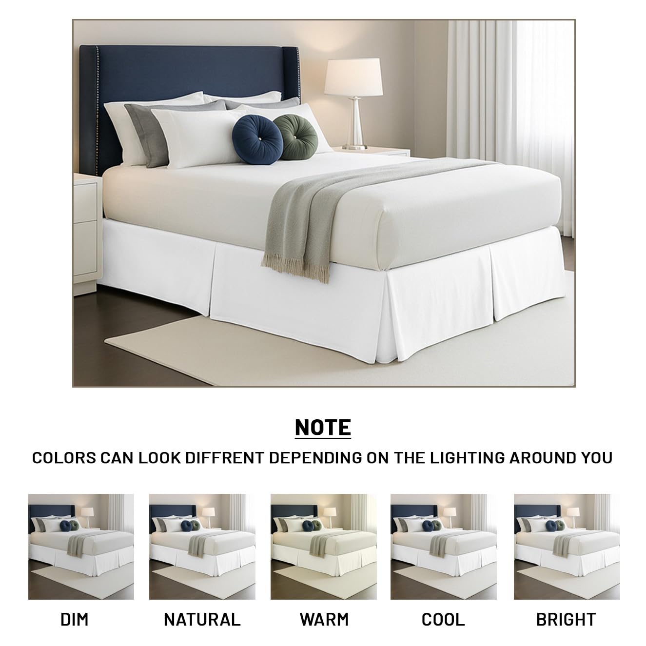 SGI Bedding white queen bed skirt adds a clean backdrop