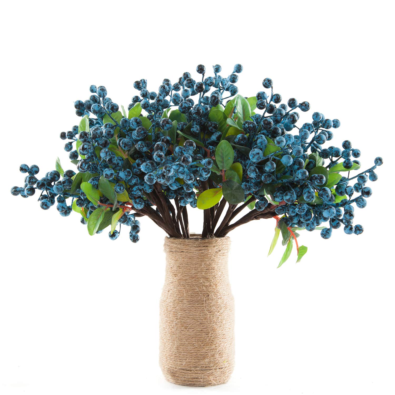 SHACOS artificial blue berry stems 9.8-inch pack, ideal filler for vases and centerpieces.