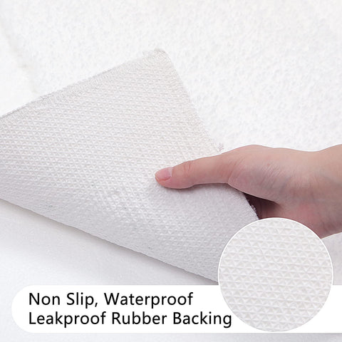 SHACOS non-slip backing keeps the rug in place on damp bathroom floors.