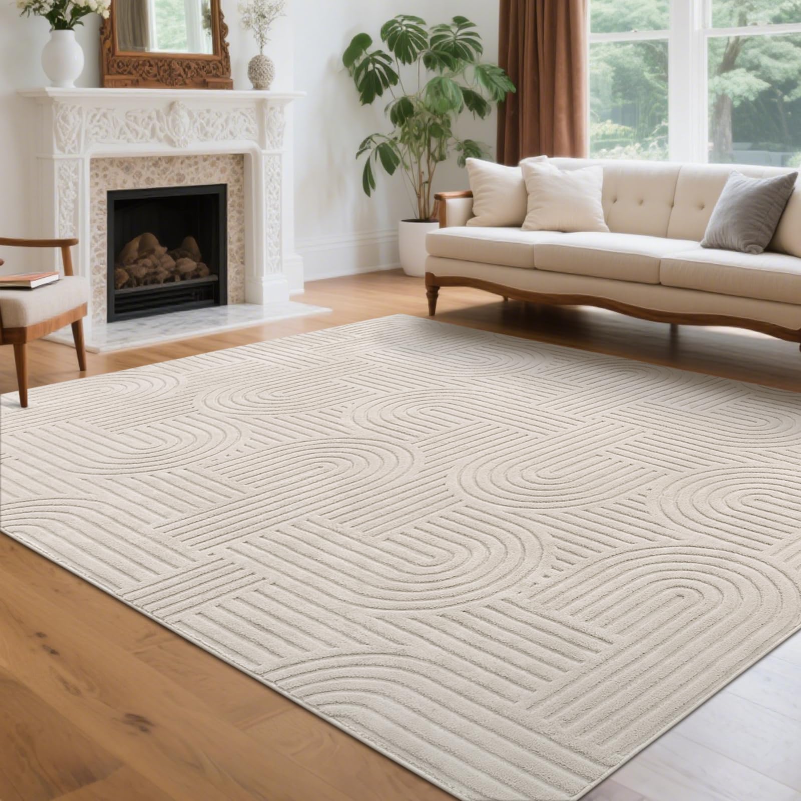 Durable cotton-polyester blend in SHACOS arch-pattern rug