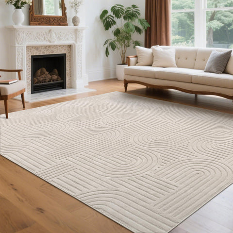 Durable cotton-polyester blend in SHACOS arch-pattern rug