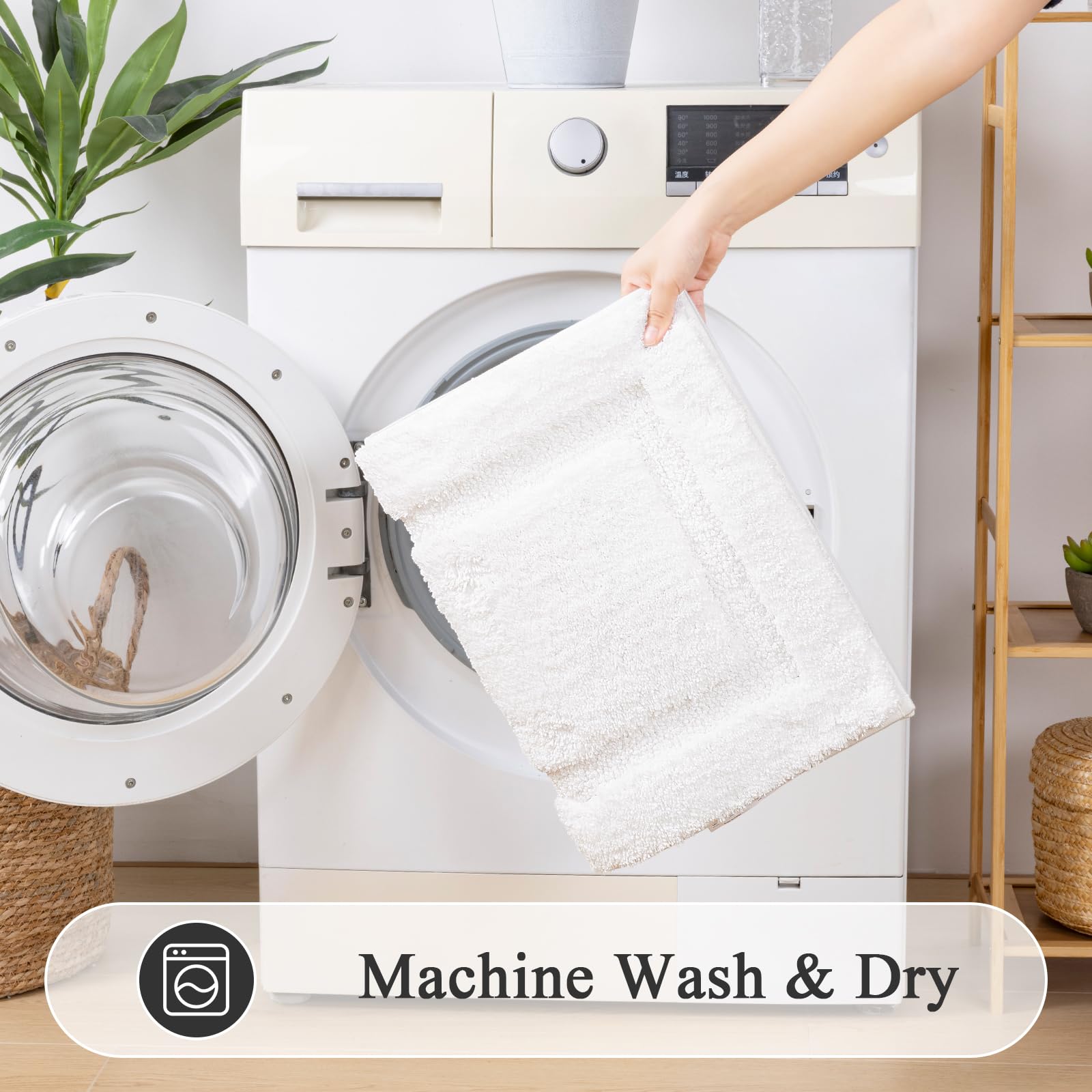 SHACOS machine-washable rug ready for easy care.