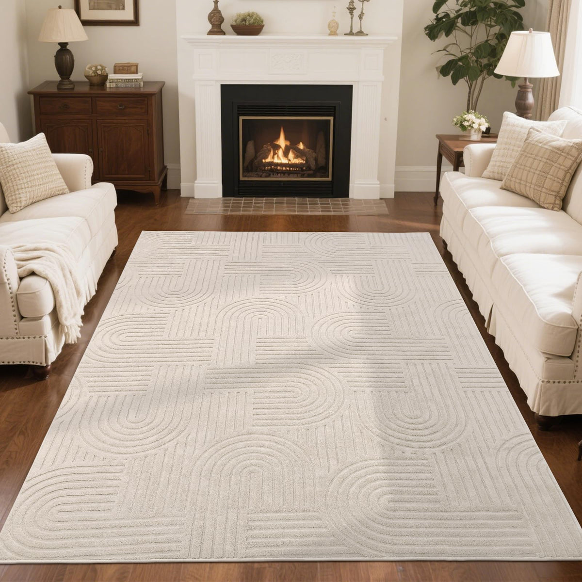 SHACOS soft cozy arch-pattern rug with high-low pile enhances warmth in living spaces