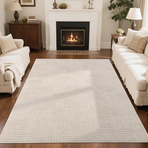 SHACOS soft cozy arch-pattern rug with high-low pile enhances warmth in living spaces