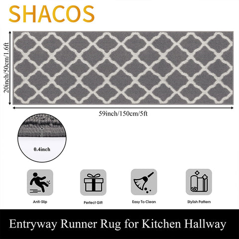 SHACOS washable runner rug dense loop texture highlighting dirt grabbing surface for busy doorways
