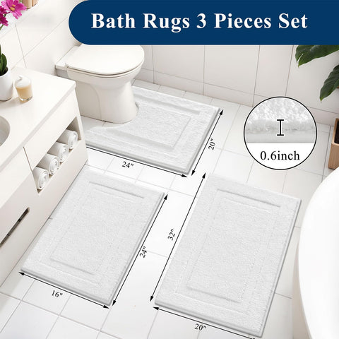 SHACOS white bath rug - large 20x32 mat ready for entryway or vanity area.