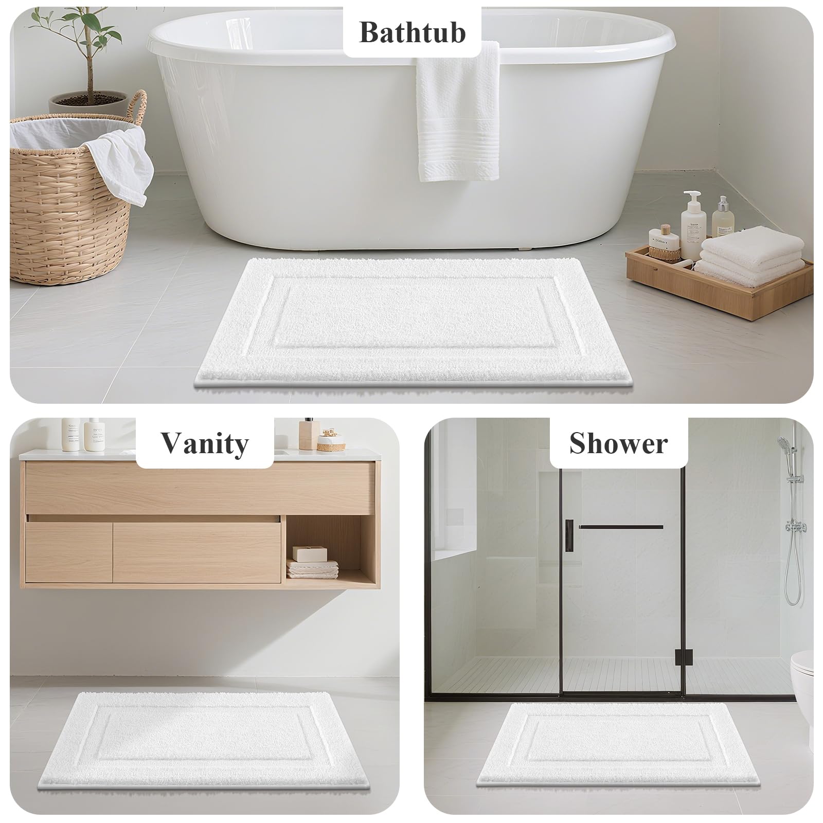 White SHACOS set complements modern bathroom design and stays color-fast