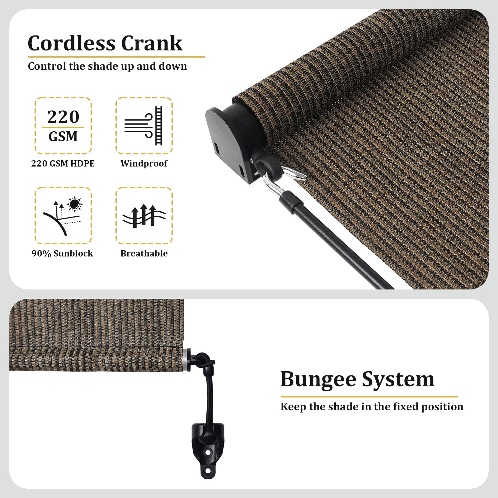 Shade&Beyond wand operated cordless system offers safe adjustment