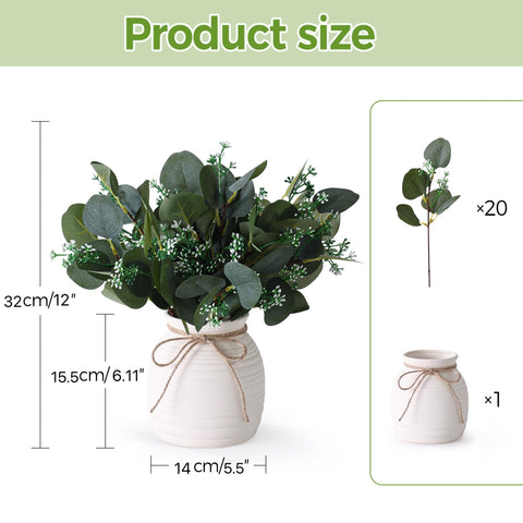 Shanranplus 20-piece eucalyptus stems create a lush farmhouse centerpiece.