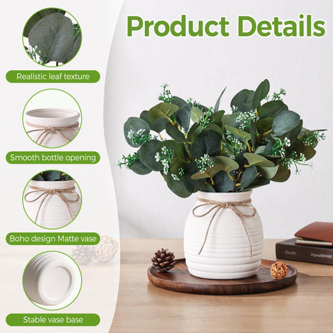 Shanranplus decorative eucalyptus stems fit shelves or coffee tables.