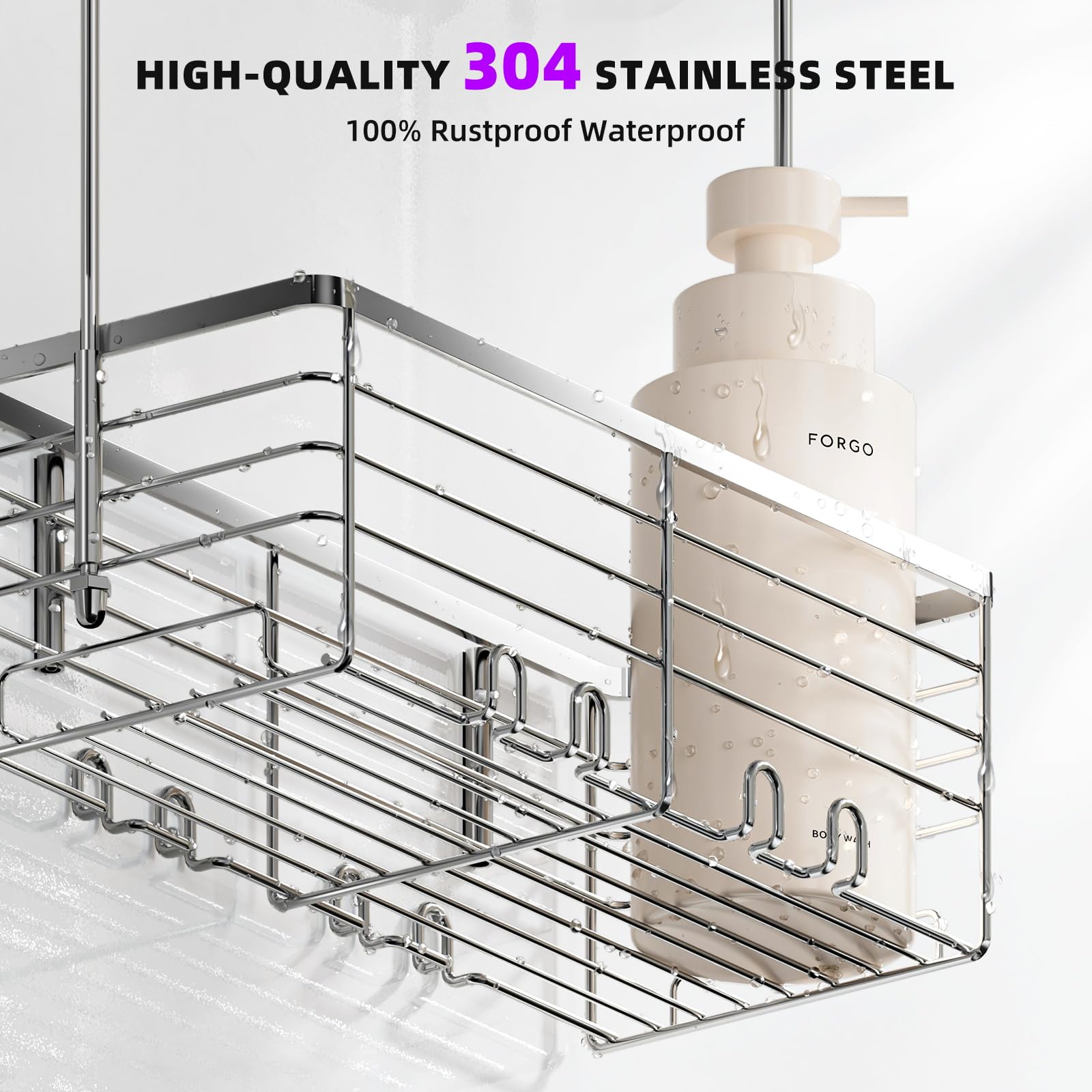 SHANSHUI dual-hook design keeps the caddy stable on rods and bars.
