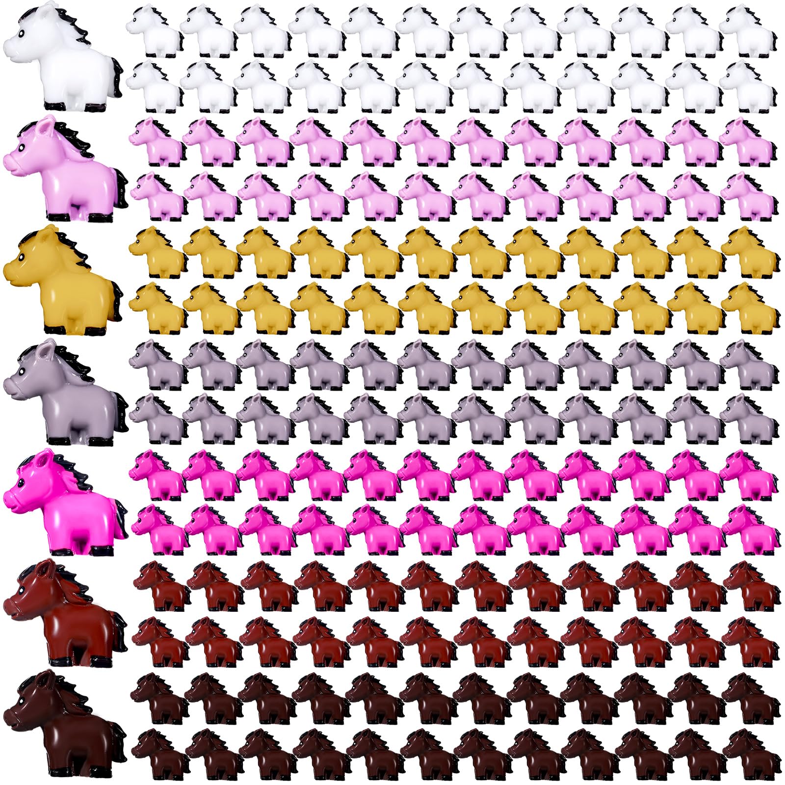 Shappy 80-piece mini horse figures set for charming terrarium decor.