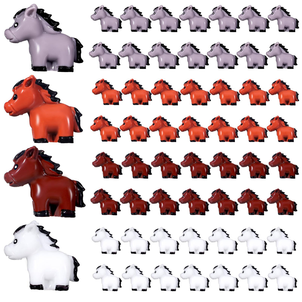 Shappy 80-piece mini horse figures set for colorful DIY crafts and decor.