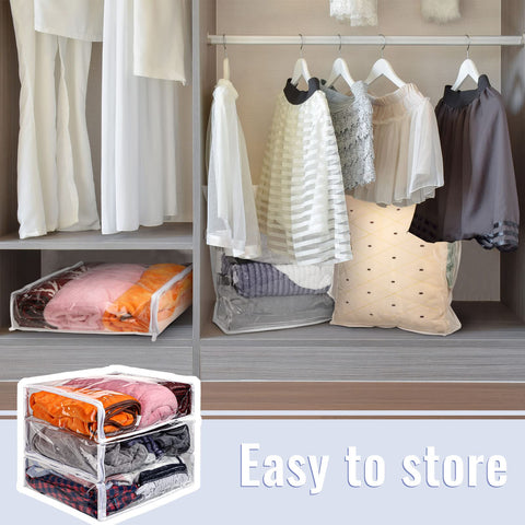 Shappy quilt storage bag stores blankets neatly with clear visibility.