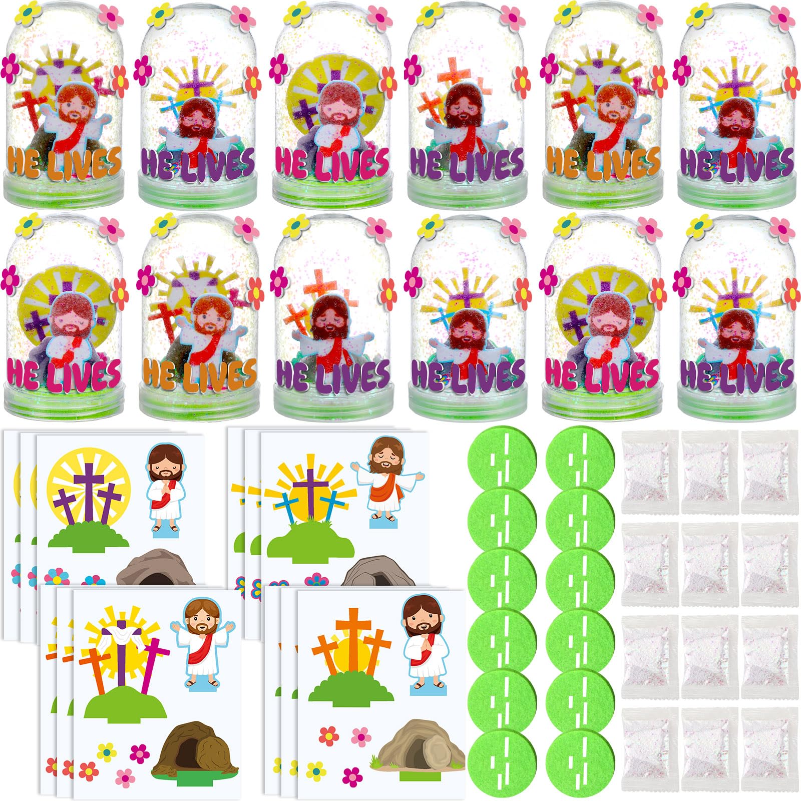 Shappy Easter snow globe kit with 12 pieces for creative holiday decor.