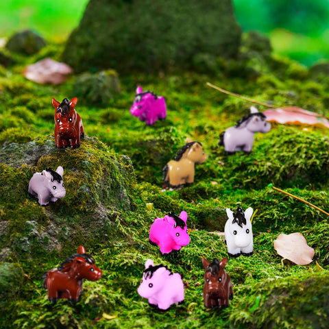 Shappy mini horse figurines for dollhouses and shelf decorations.