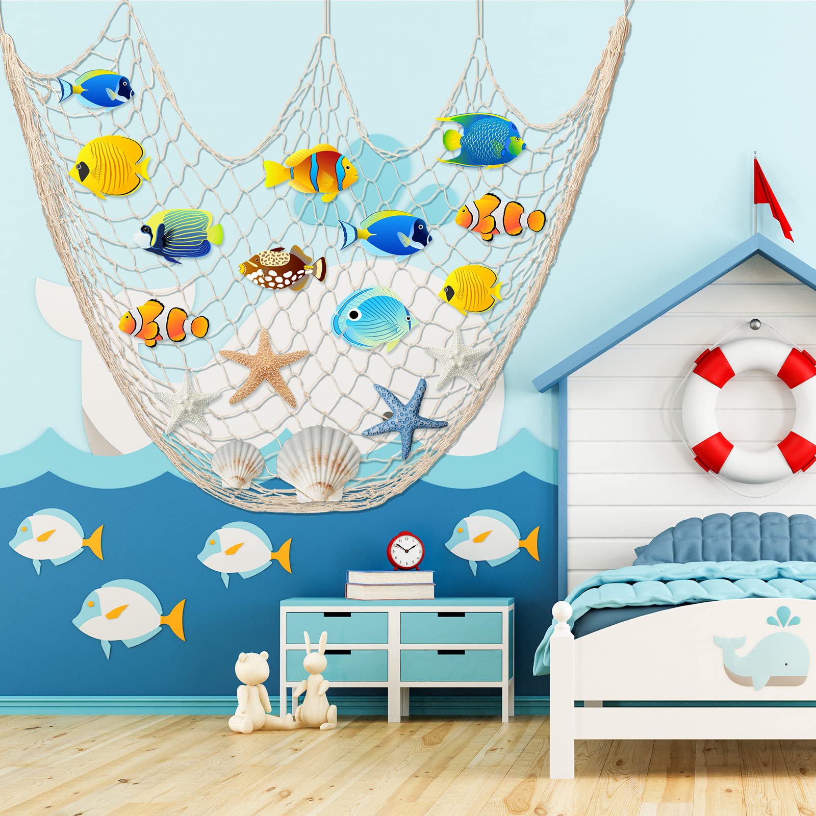 Shappy nautical fishnet decor for pirate or mermaid themes.