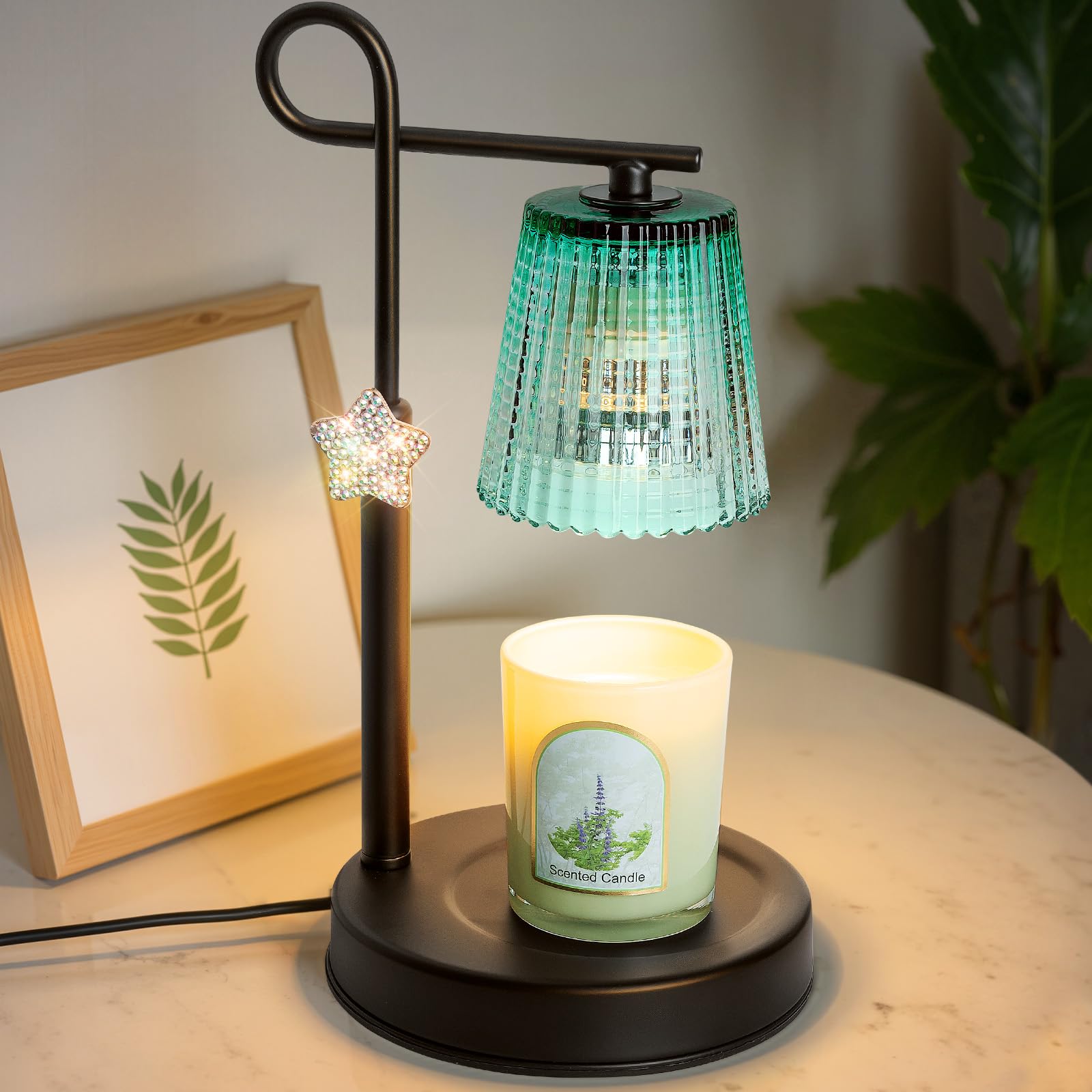 SHARE&CARE candle warmer lamp, front view in black, stylish decor and scent enhancement.