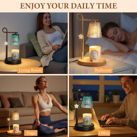 SHARE&CARE candle warmer lamp in a living room setup, elegant appeal.