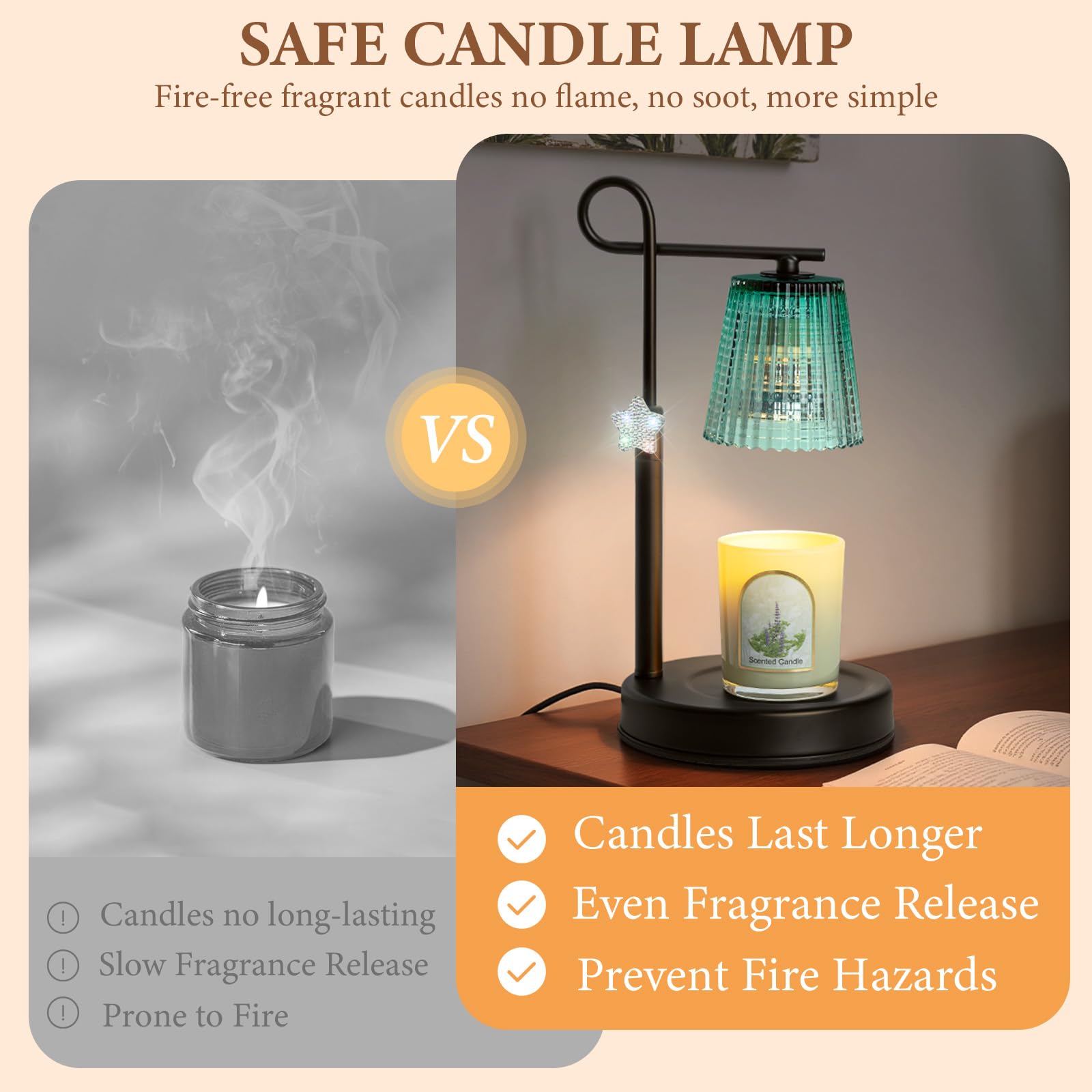 SHARE&CARE candle warmer lamp top-down melting for faster fragrance release.