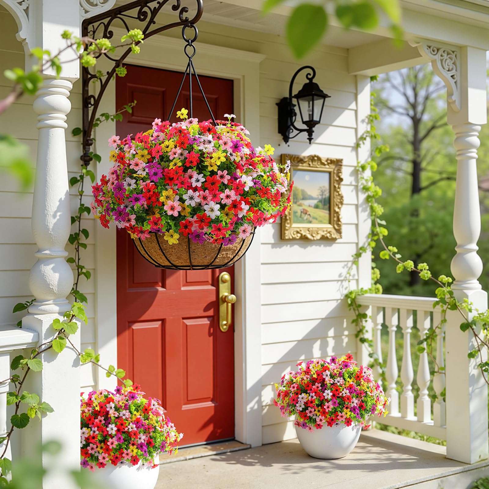 SHareconn mixed tones blend with real greenery in planters.