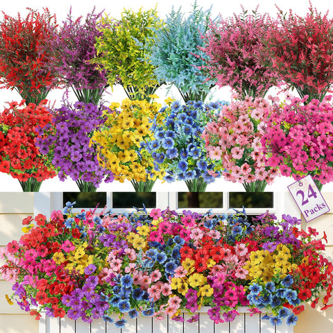 SHareconn 24-bundles outdoor flowers bundle for porch decor and year-round color.