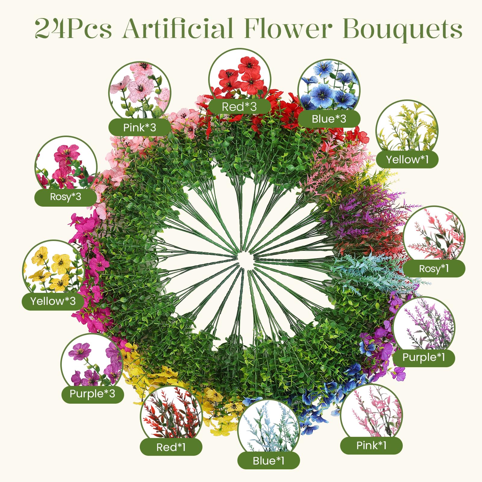 SHareconn daisy-eucalyptus-bundle closeup highlights realistic petals for charming arrangements.