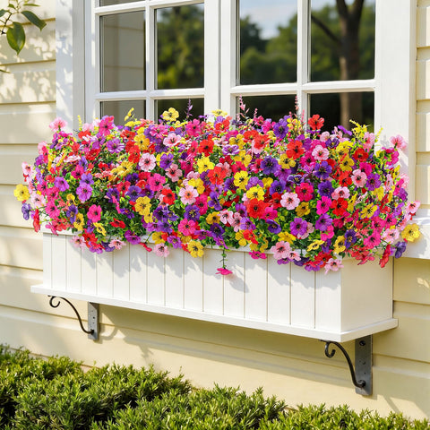 UV-resistant plastic leaves protect flowers from sun and fading