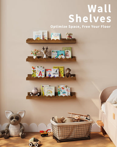 Shario baby room shelves organize toys and books neatly on the wall