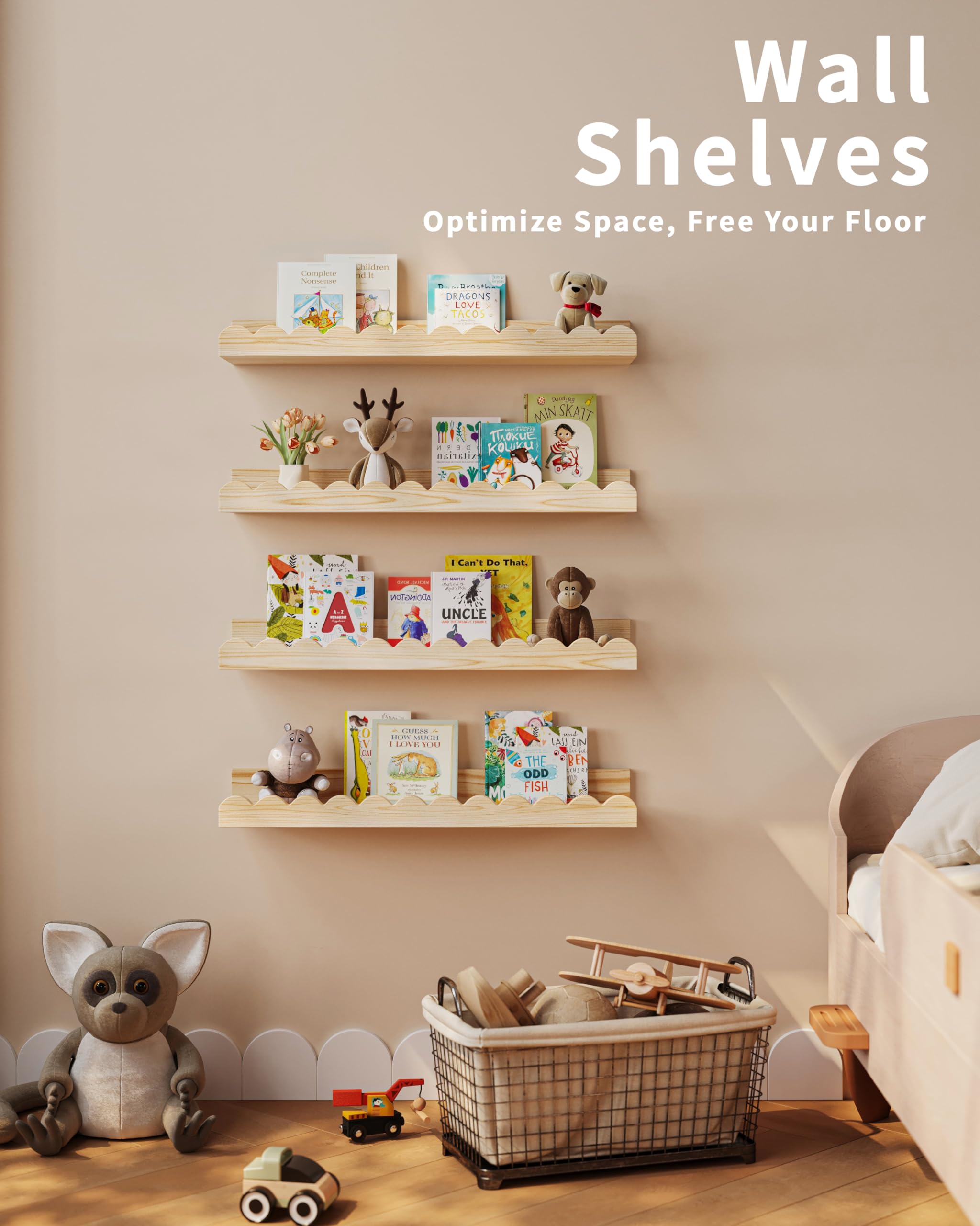 Shario non-toxic finish shelves use sustainable wood for a healthier home.