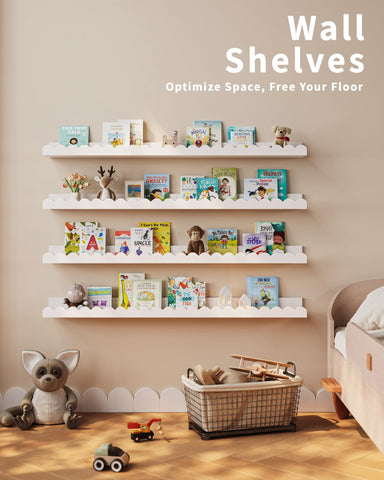 Included hardware and quick installation demonstrated with Shario white wall shelves