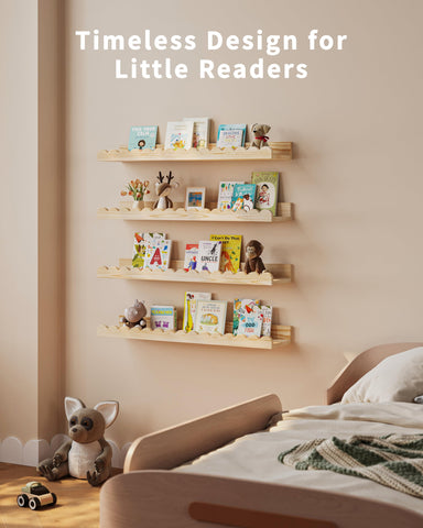 Shario unique scalloped design shelves bring charm and organized display.