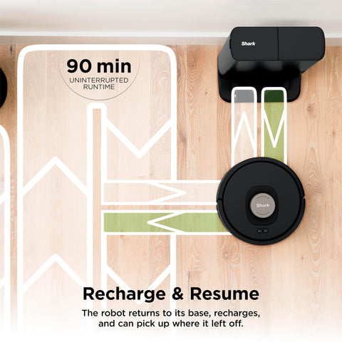 Shark AI Ultra robot vacuum with extended runtime on hardwood floors