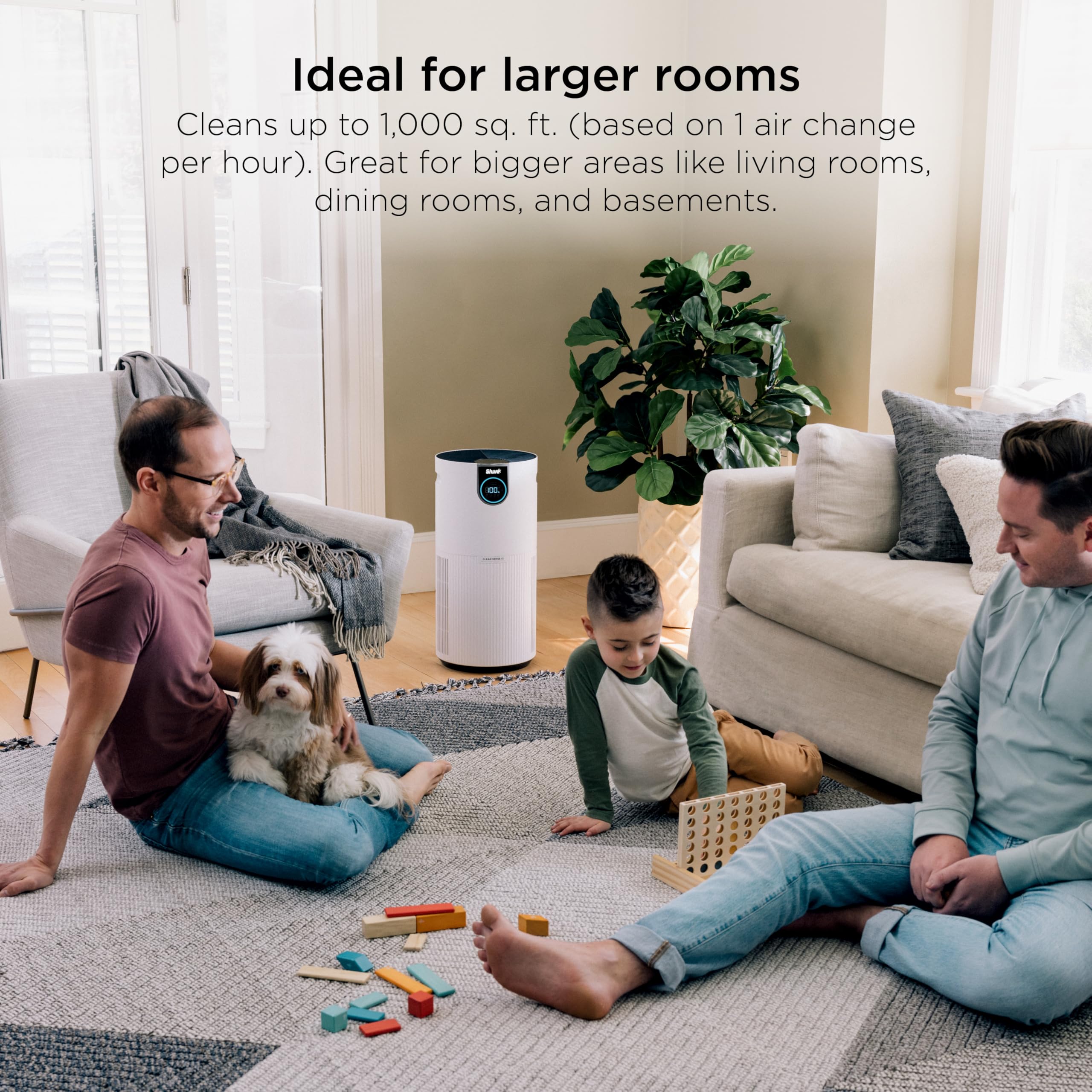 Shark Air Purifier MAX digital display shows live air quality and settings.